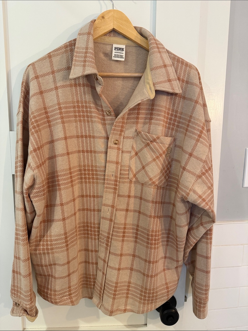 PINK Victoria's Secret Beige & Camel Plaid Shacket